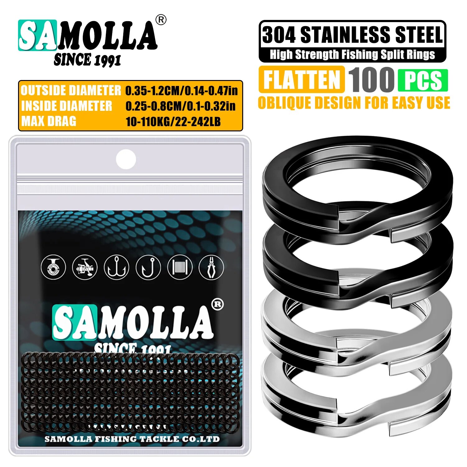 100 Uds anillos divididos de P - Fishing Equipment Cheap reseña y precio